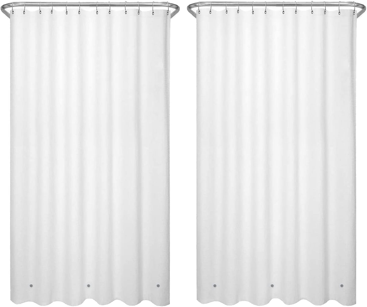 White Vinyl Shower Curtain Liner - Mildew Resistant, 72" Long, Reinforced Holes - Bath Elements
