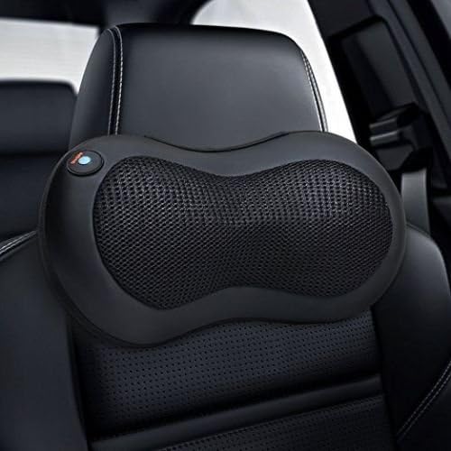 a black neck pillow in a car