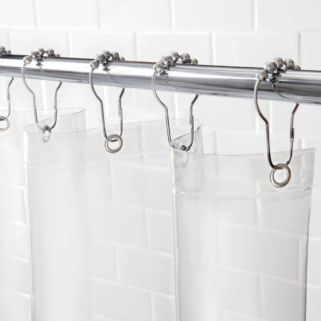 LIHAO 12 Piece Set Rustproof Stainless Steel Shower Curtain Rings Hooks for  Bathroom Shower Rod