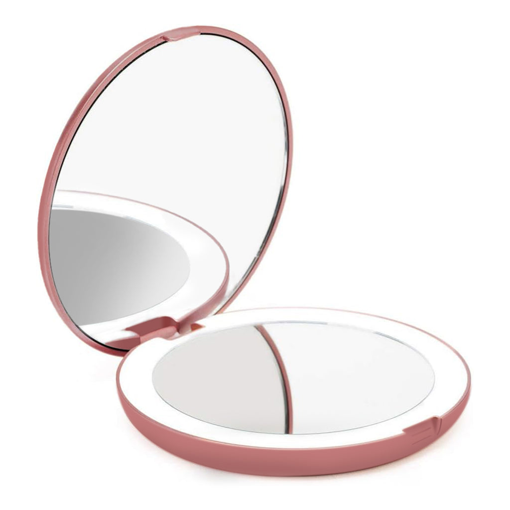 a small round mirror with a white border