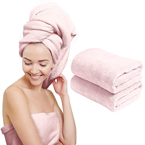 a person with a towel on her head