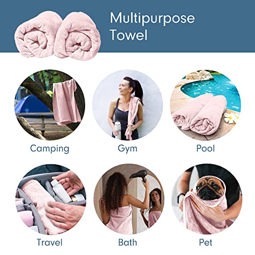 a collage of images of towels with text: 'Multipurpose Towel Camping Gym Pool Travel Bath Pet'