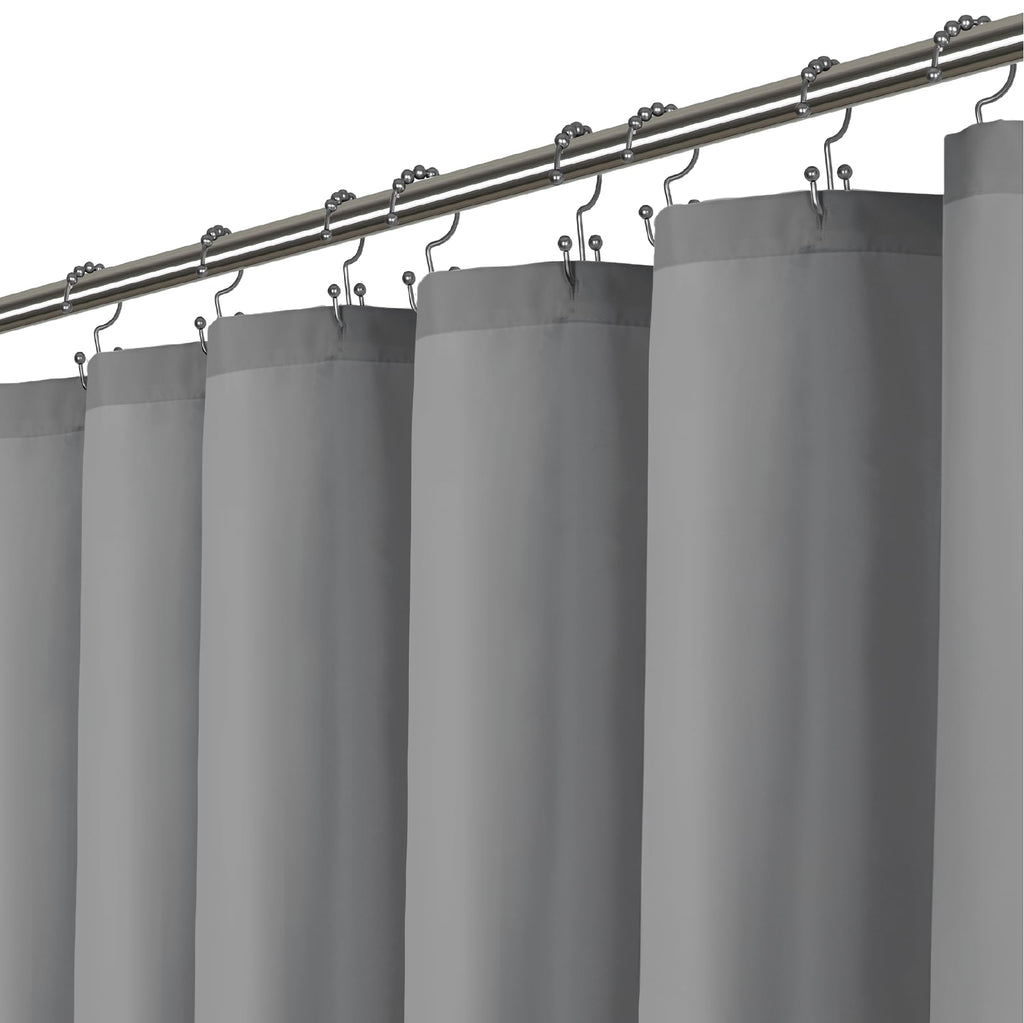 a row of grey curtains