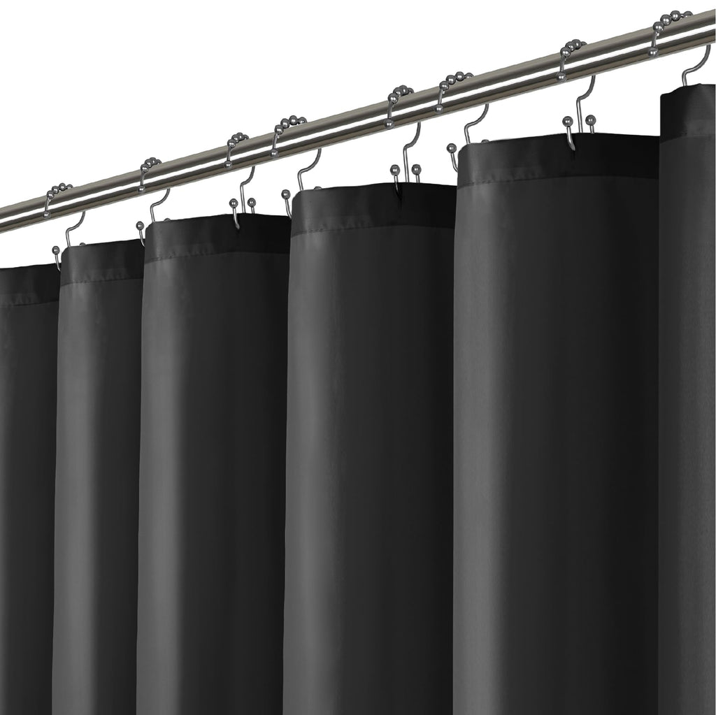 a row of black curtains