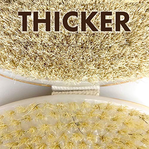 a close up of a brush with text: 'THICKER'