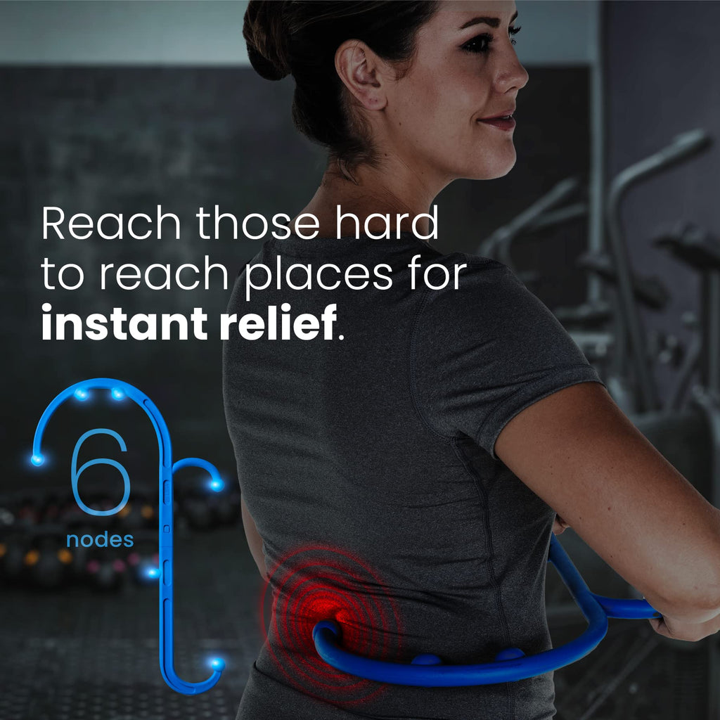a person with a blue stethoscope around her back with text: 'Reach those hard to reach places for instant relief. 6 nodes'