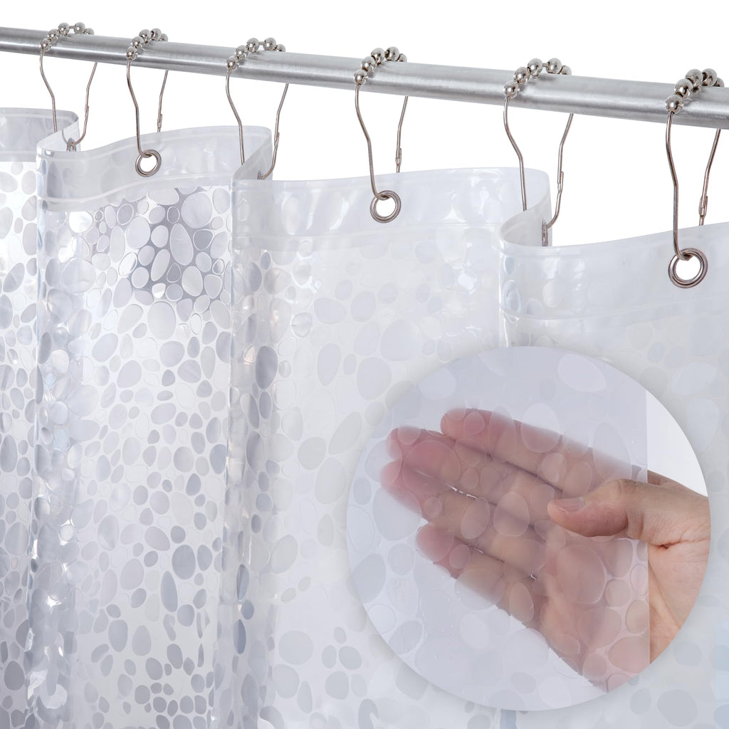 a shower curtain with a hand on it