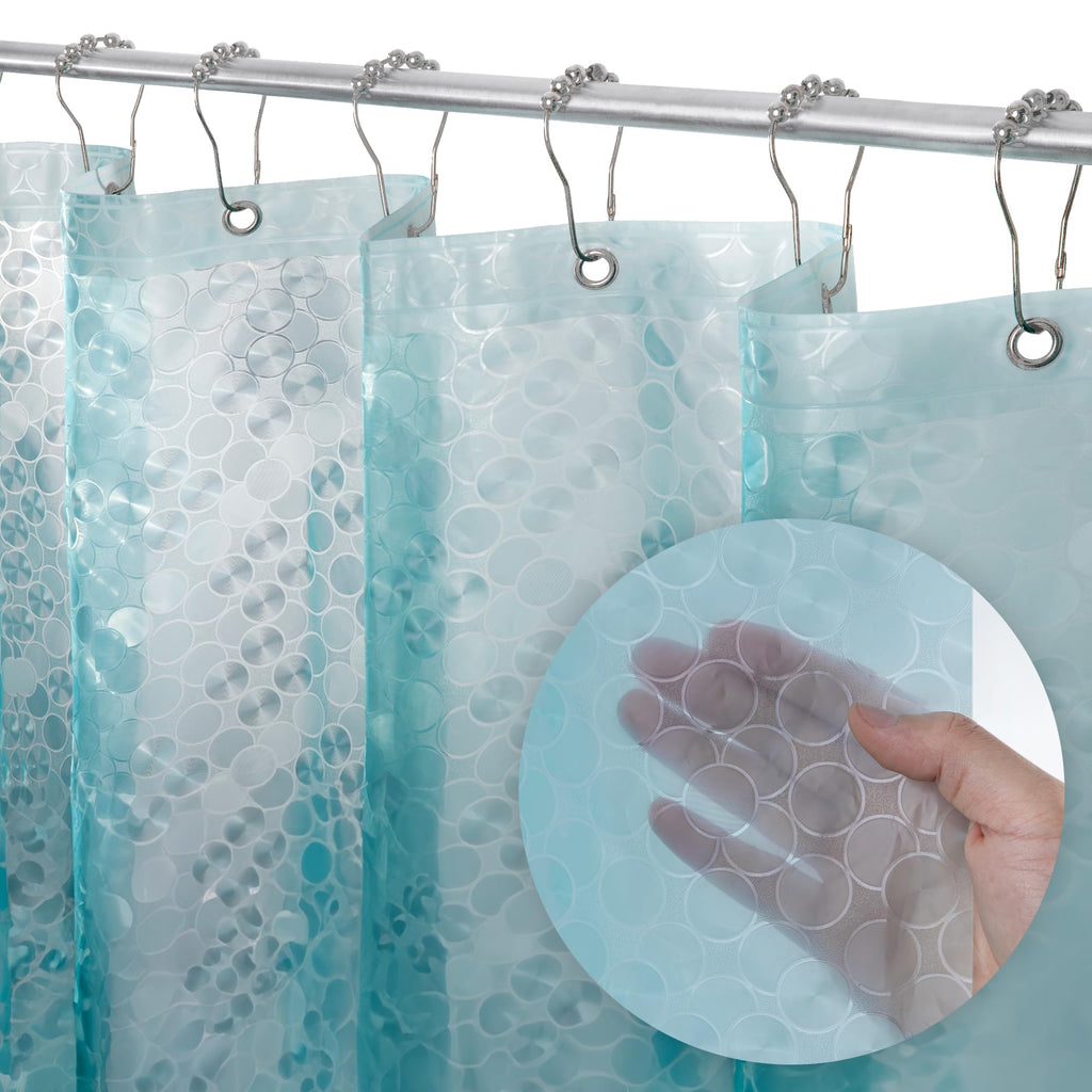 a close up of a shower curtain
