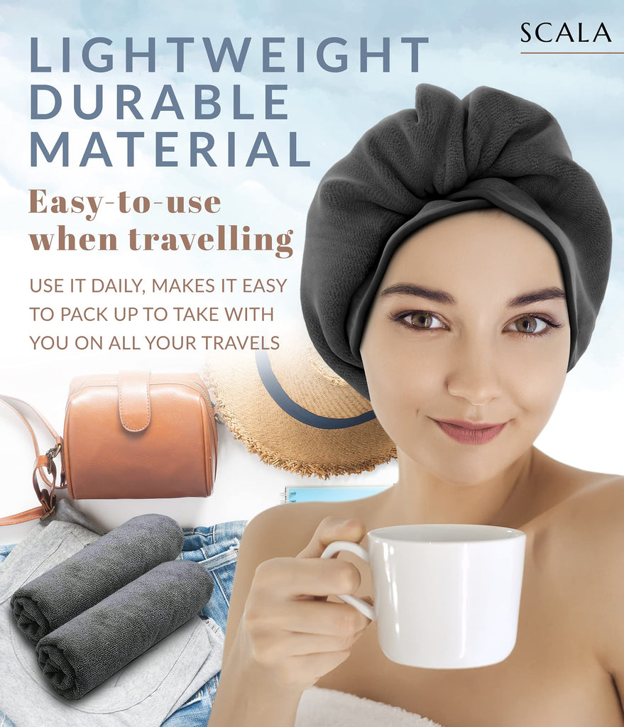 a person holding a cup with text: 'LIGHTWEIGHT SCALA DURABLE MATERIAL Easy-to-use when travelling USE IT DAILY, MAKES IT EASY TO PACK UP TO TAKE WITH YOU ON ALL YOUR TRAVELS'